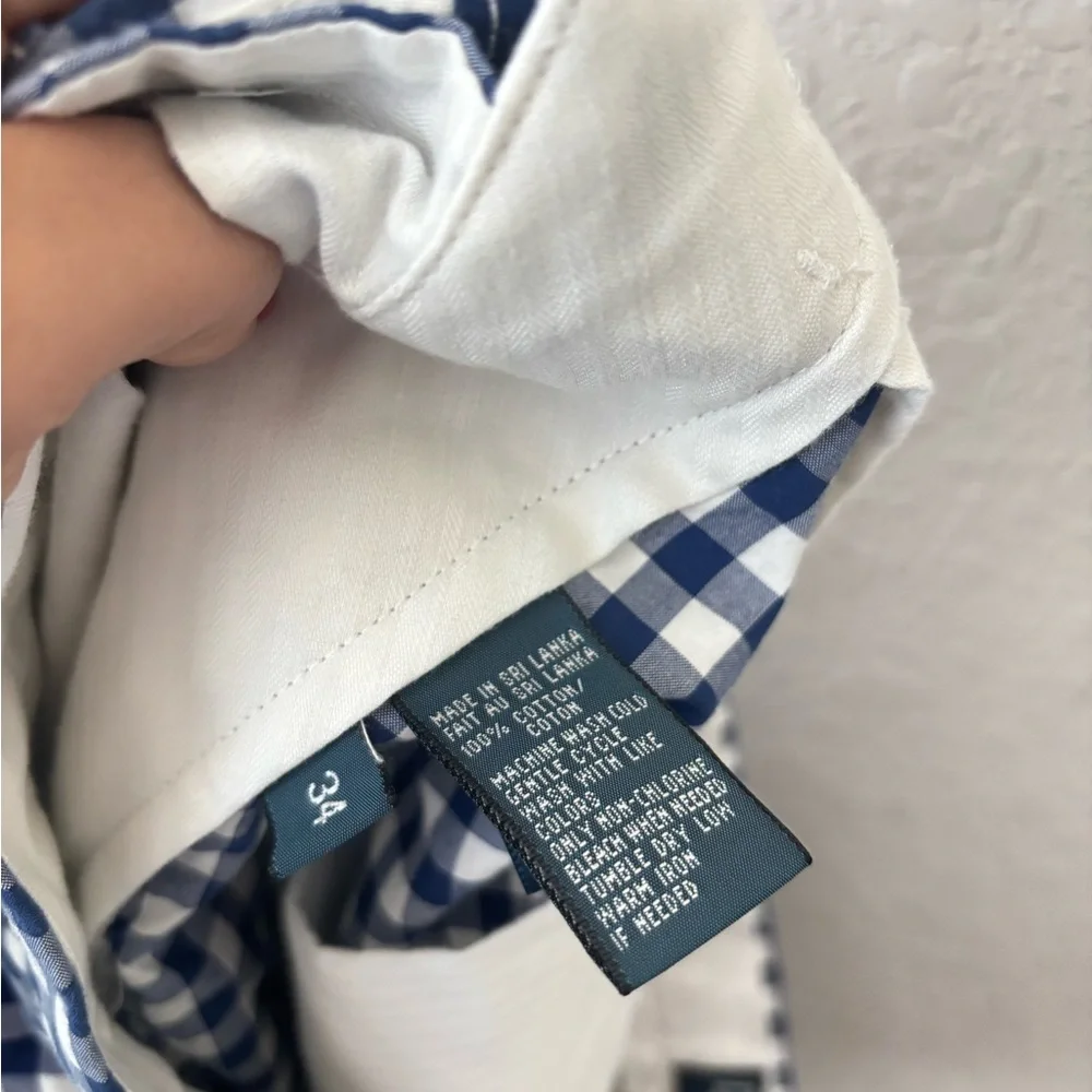 Polo by Ralph Lauren Navy and White Gingham Flat Front Shorts Size 34